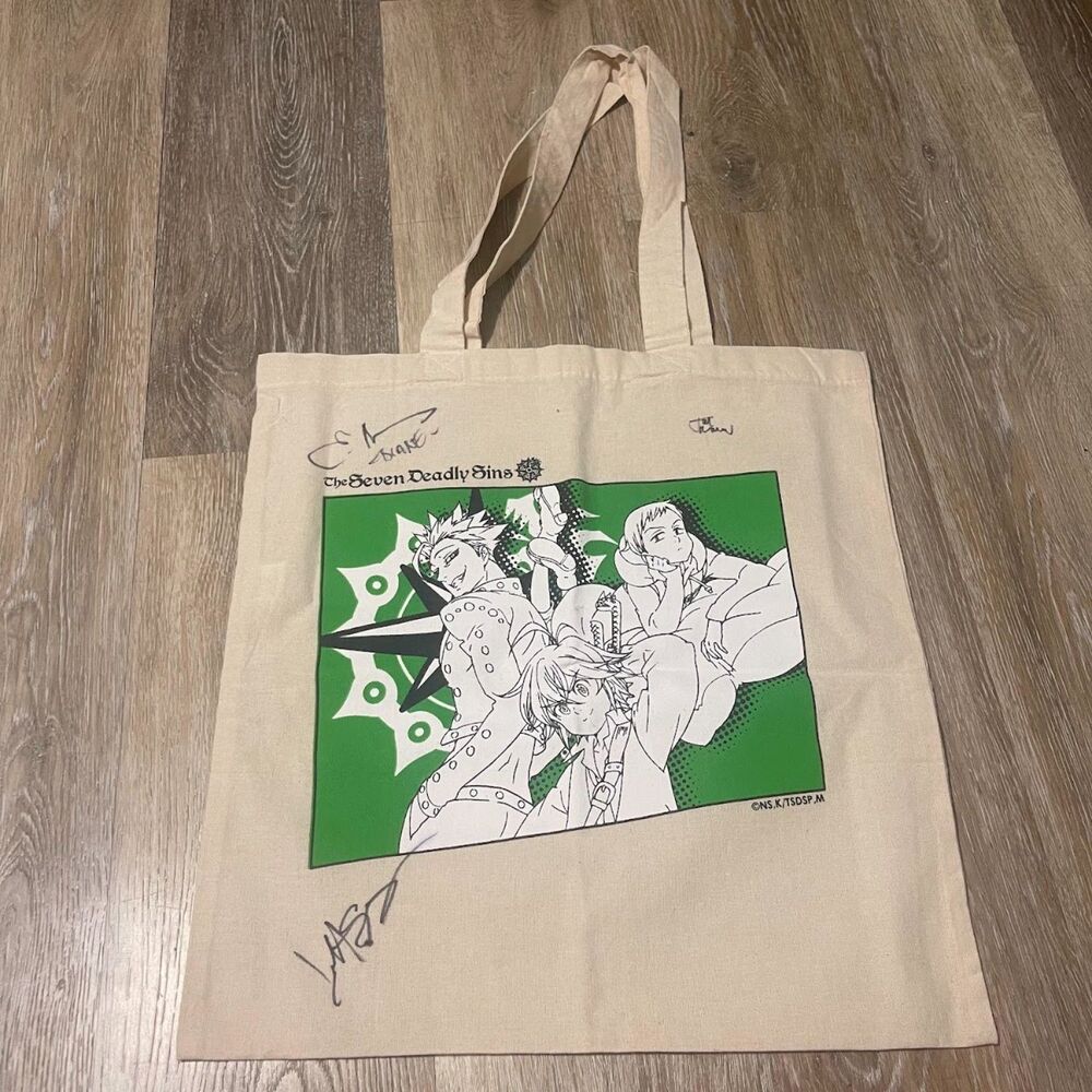 The Seven Deadly Sins Anime Handbag Signed by 3 of the Voice Actors Autographs